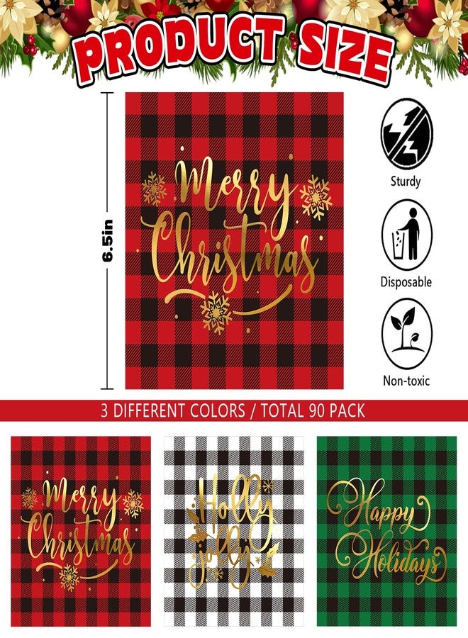 وولاين مجموعة مناديل ورقية من والين، 90 منديل، بنقشة مربعات الجاموس الذهبية، للاستخدام مرة واحدة، مثالية لوجبات الغداء وحفلات العشاء في موسم الأعياد، مقاس 6.5 × 6.5 بوصة. - Image 2